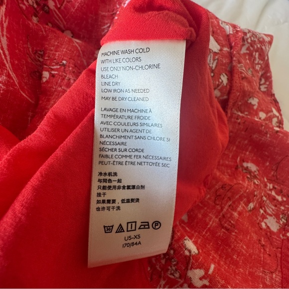 Red One-Shoulder Linen Floral Mini Dress XS Free People Summer Party Festival - Picture 9 of 9